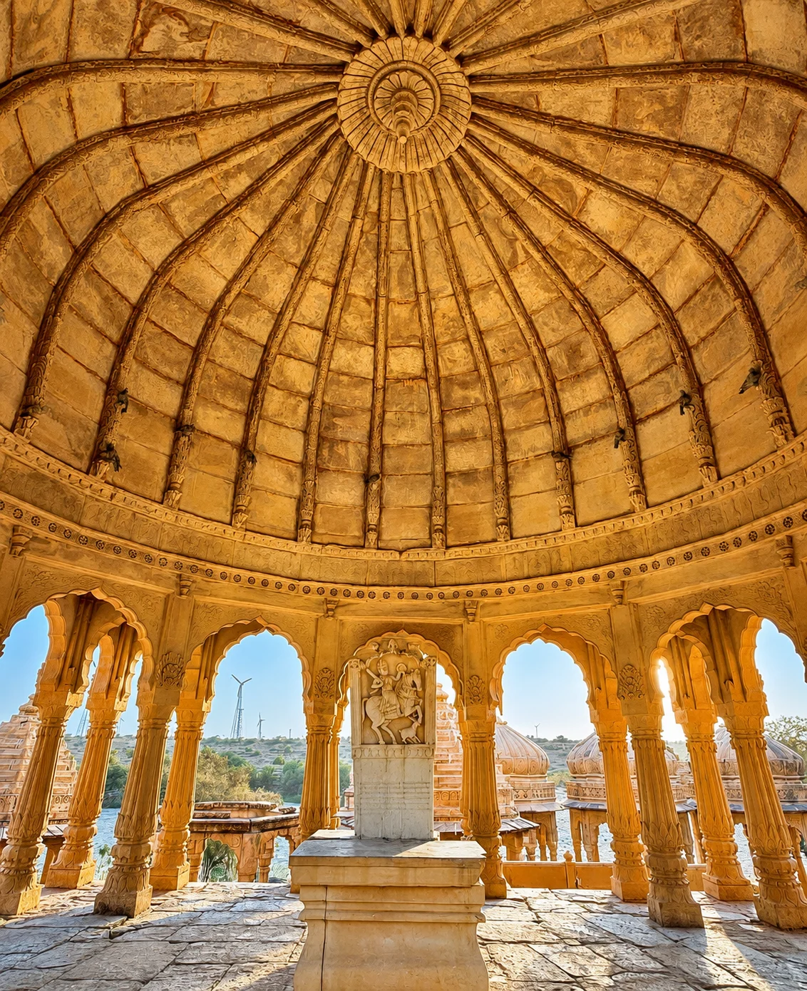 The carved sandstone dome at Bada Bagh